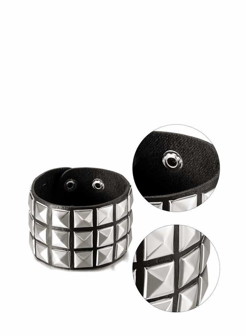 KASTWAVE Leather Stud Bracelet, studded armband for men Punk Rivet Spike Rivet Cuff Bangle Unisex Metal  Wristband for Party Favor - Image 5