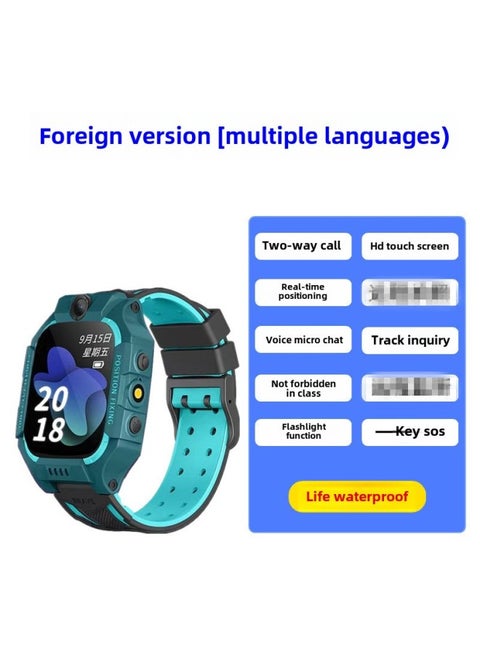 Waterproof Children's Smart Phone Watch Q12 Multilingual Gps Positioning Q19 Digital Computer/smart Watch/smart Bracelet-Color:Version (Foreign Use)--green