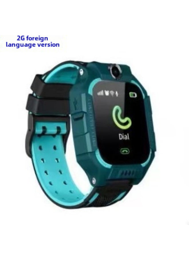 Waterproof Children's Smart Phone Watch Q12 Multilingual Gps Positioning Q19 Digital Computer/smart Watch/smart Bracelet-Color:Version (Foreign Use)--green