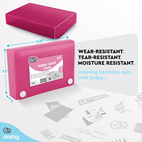 Enday Index Card Holder Pink, 3x5 Note Flash Card Organizer Case, File Box with 5 Dividers, Notecard Box Holds 100 Cards, Also Available in Red, Purple, Green, Blue, Grey, 1 Pack - Image 5
