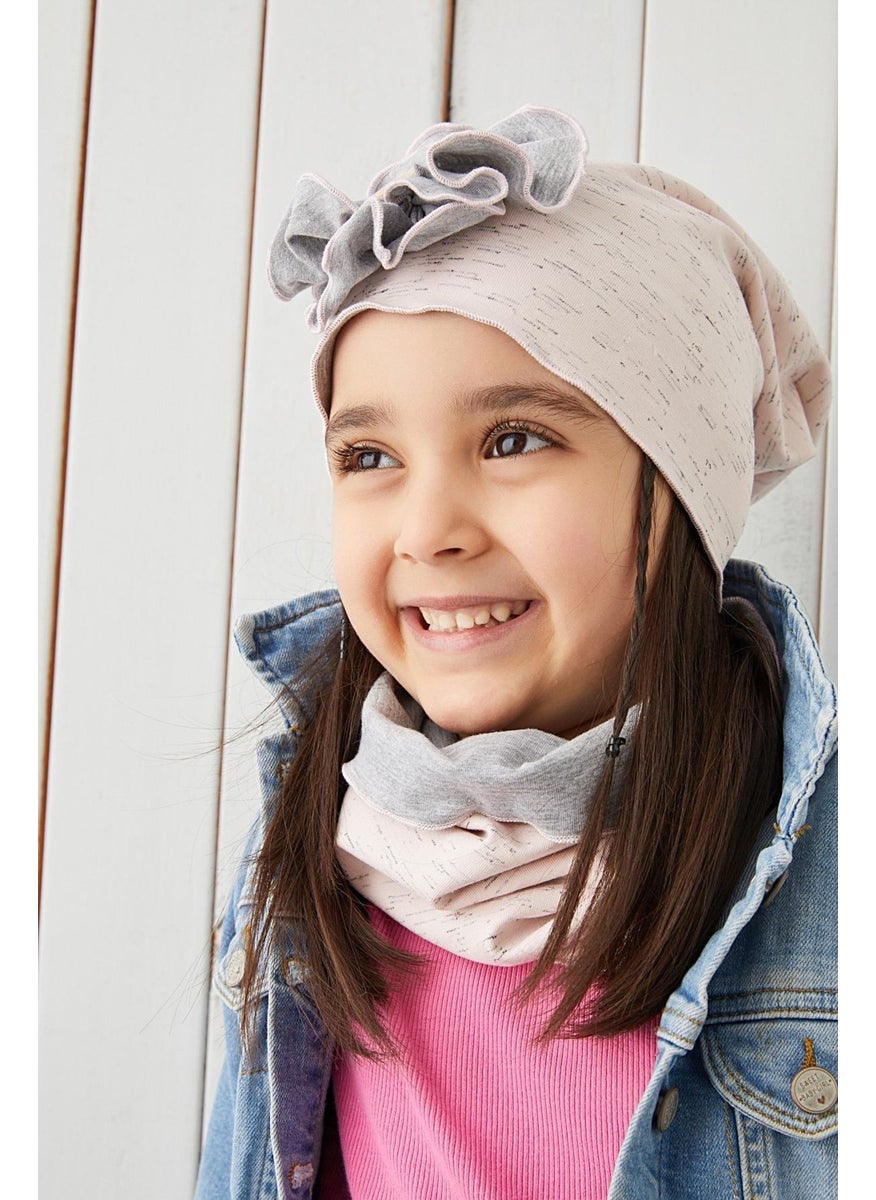 Babygiz - Powder Gray Powder Floral Children's Baby Hat Beanie Soft 100% Cotton Combed Cotton - Image 1