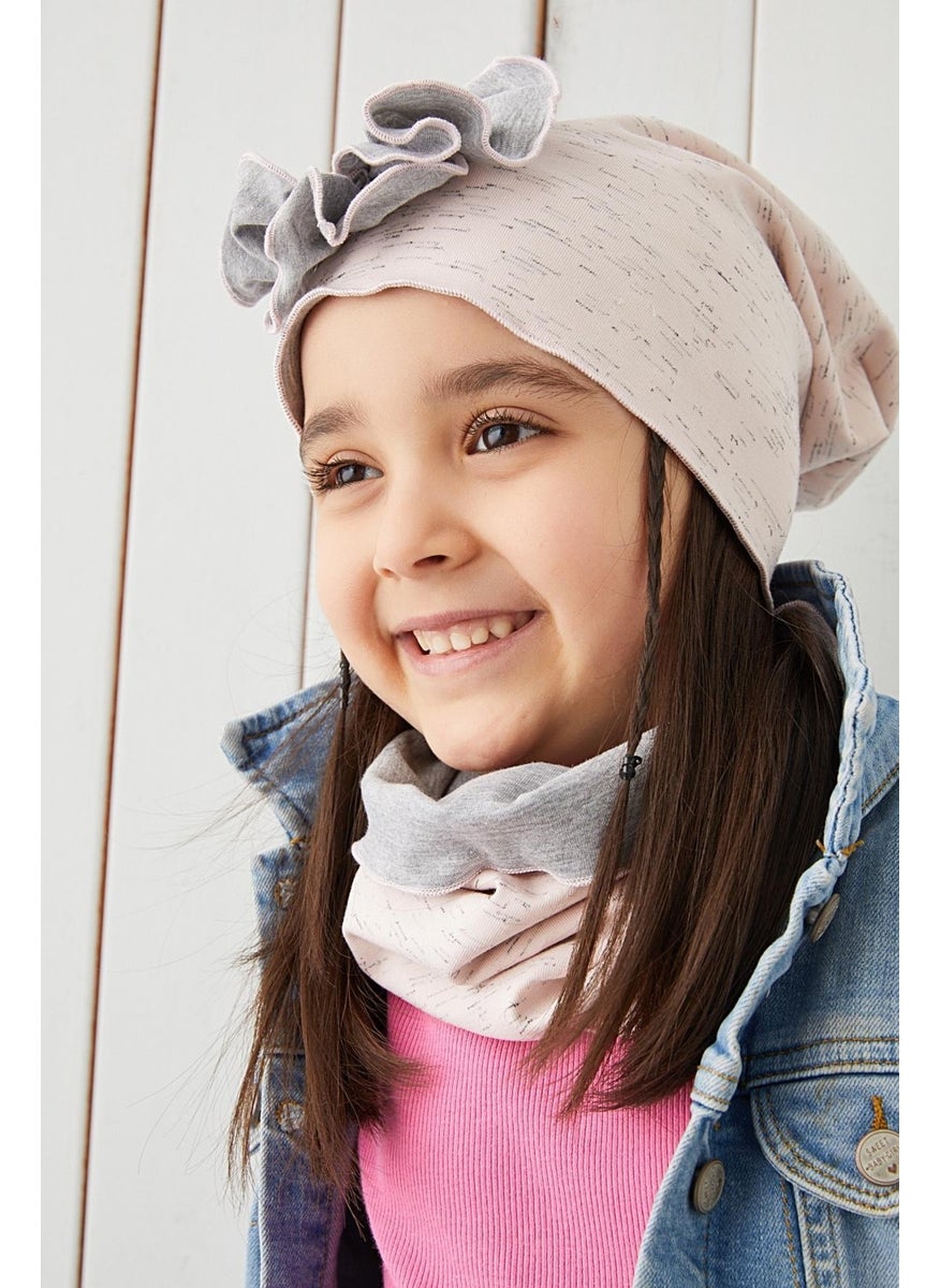 Babygiz - Powder Gray Powder Floral Children's Baby Hat Beanie Soft 100% Cotton Combed Cotton - Image 1