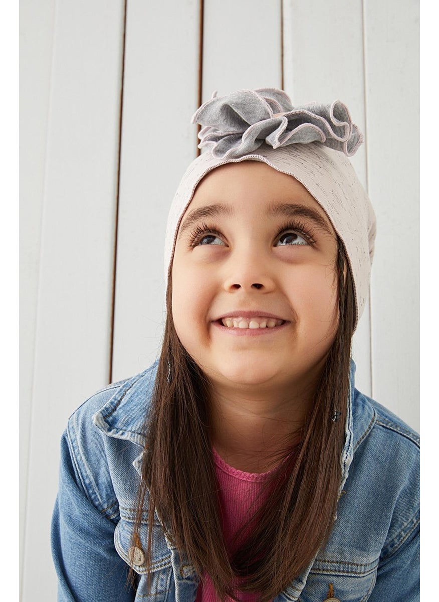 Babygiz - Powder Gray Powder Floral Children's Baby Hat Beanie Soft 100% Cotton Combed Cotton - Image 1