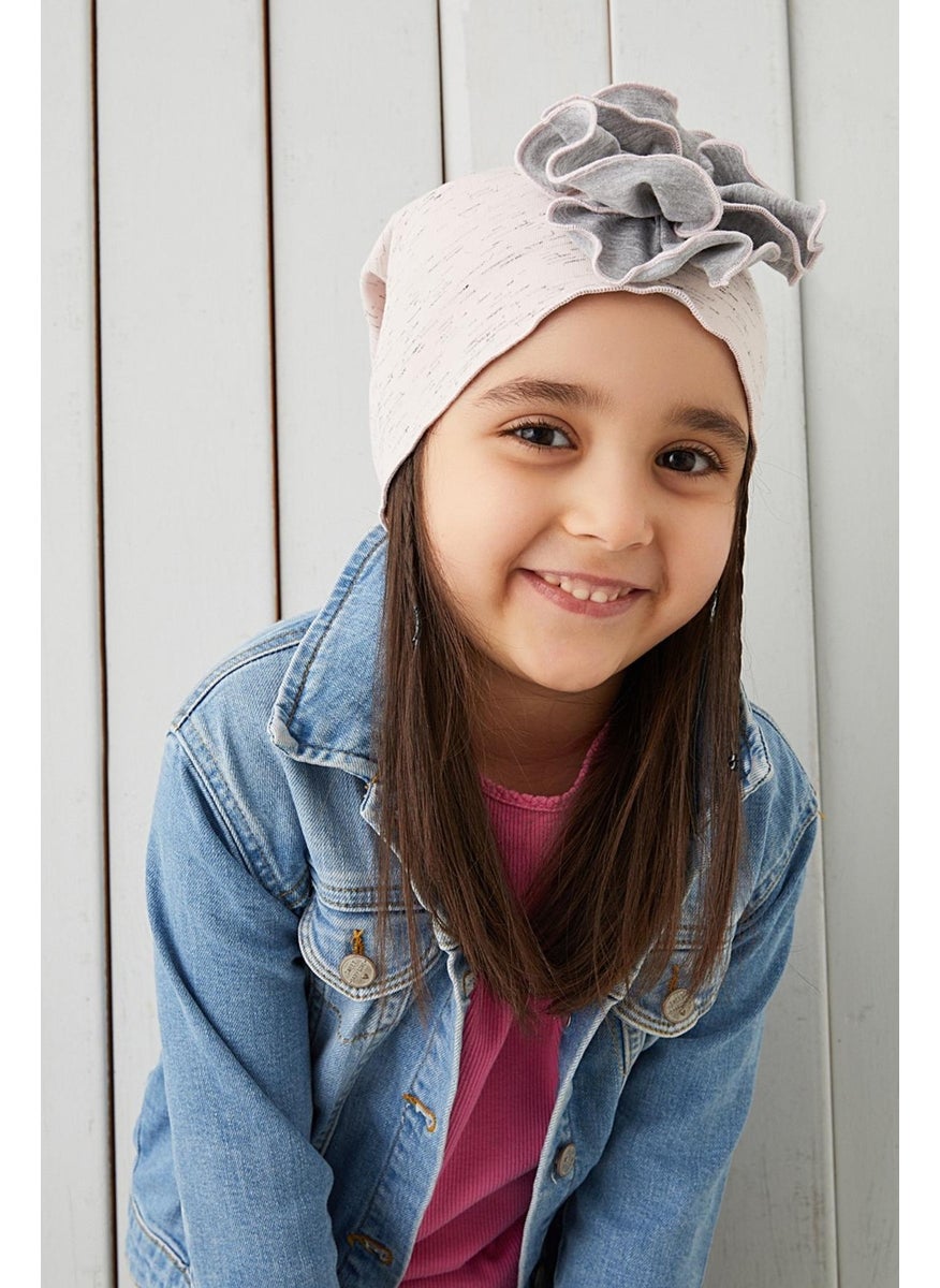 Babygiz - Powder Gray Powder Floral Children's Baby Hat Beanie Soft 100% Cotton Combed Cotton - Image 1