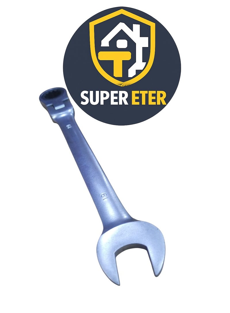 سوبر  ايتير مفتاح ربط مفصلي مزدوج 19 مم كروم فاناديوم من SUPER ETER – موديل 10005009 – قوة عالية ودقة احترافية – وزن 275 جرام - Image 3