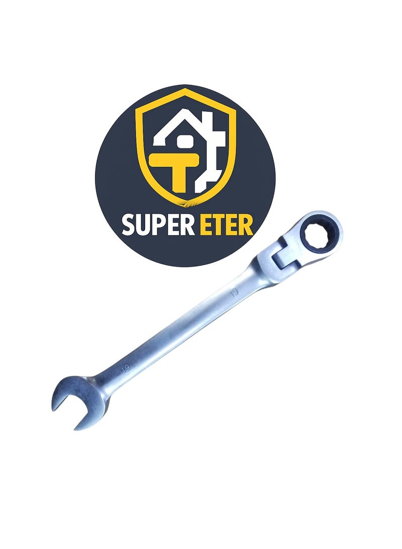 سوبر  ايتير مفتاح ربط مفصلي مزدوج 19 مم كروم فاناديوم من SUPER ETER – موديل 10005009 – قوة عالية ودقة احترافية – وزن 275 جرام - Image 4