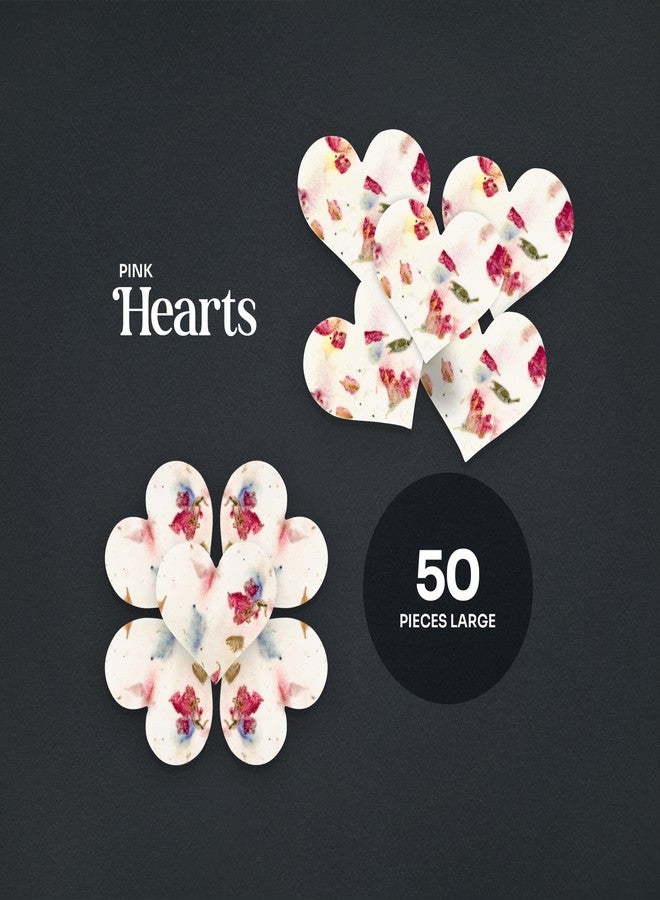 Seed Bloom 50 pcs Large Seed Paper - Pink Plantable Wildflower Hearts for Bridal Shower, Wedding Gift, Birthday, Mother's Day & Other Milestone Celebrations - Image 2