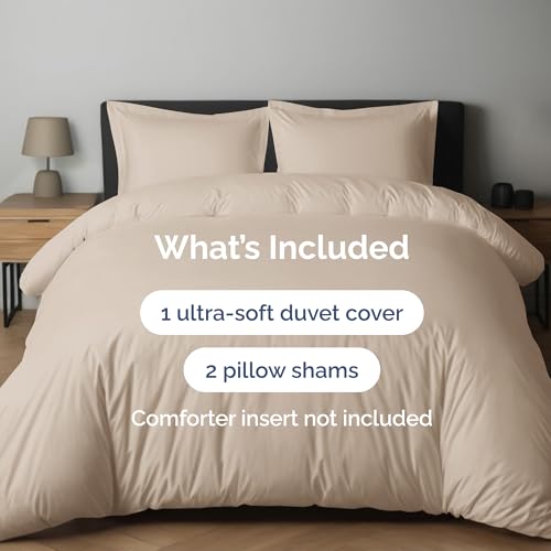 CGK Unlimited Duvet Cover Full Size Set Extra Soft Full Duvet Cover 80 x 90 with 2 Pillow Shams Hotel Luxury Easy Care and Fade Free w Zipper Closures Ties All Season Comfy Cozy Breathable Cream - Image 3