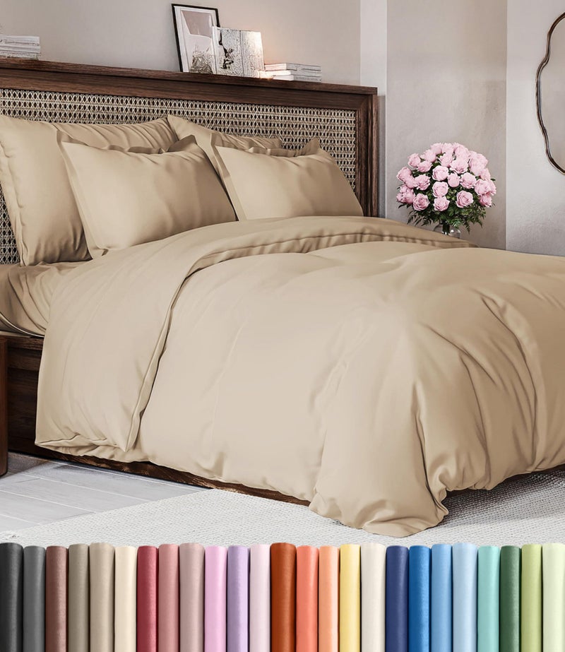 CGK Unlimited Duvet Cover Full Size Set Extra Soft Full Duvet Cover 80 x 90 with 2 Pillow Shams Hotel Luxury Easy Care and Fade Free w Zipper Closures Ties All Season Comfy Cozy Breathable Cream - Image 2