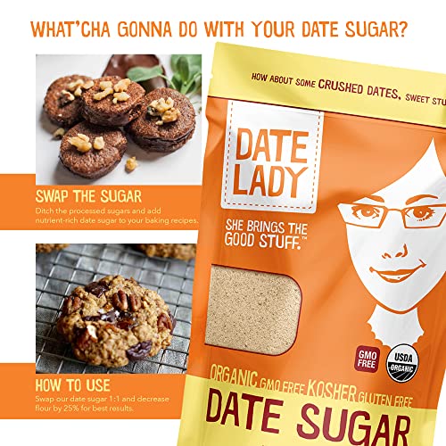 Date Lady Organic Date Sugar, 1 lb | Vegan, Paleo, Gluten Free & Kosher | Alternative Sweetener for Baking | Will Not Dissolve in Coffee (1 Bag) - Image 3
