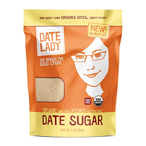 Date Lady Organic Date Sugar, 1 lb | Vegan, Paleo, Gluten Free & Kosher | Alternative Sweetener for Baking | Will Not Dissolve in Coffee (1 Bag) - Image 1