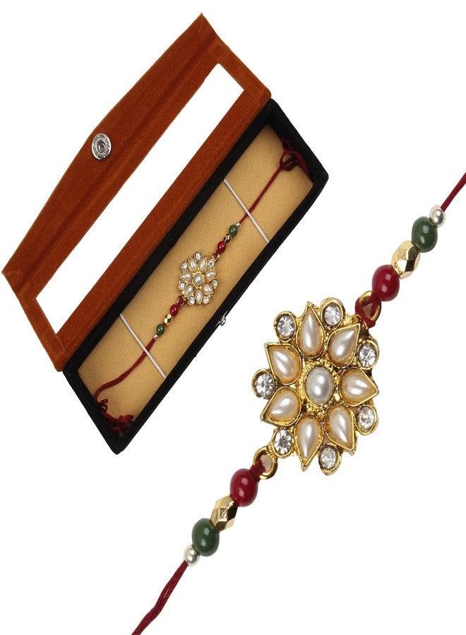 RELBEES Elegant Multi-Colour Rakhi/Rakhi For Brother/Bhai With Velvet Gift Box/Roli/Chawal(977) - Image 1