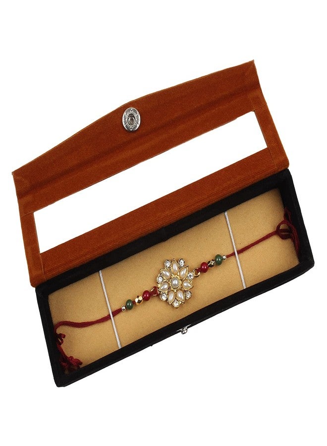 RELBEES Elegant Multi-Colour Rakhi/Rakhi For Brother/Bhai With Velvet Gift Box/Roli/Chawal(977) - Image 3