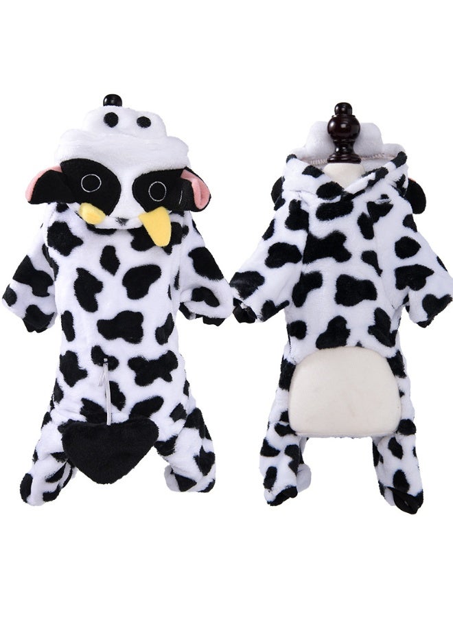 OUTAD Coral Velvet Jacket Dog Hoodie Pyjamas Keep Warm Puppy Clothes Cow Milk Costume for Pets - Image 2