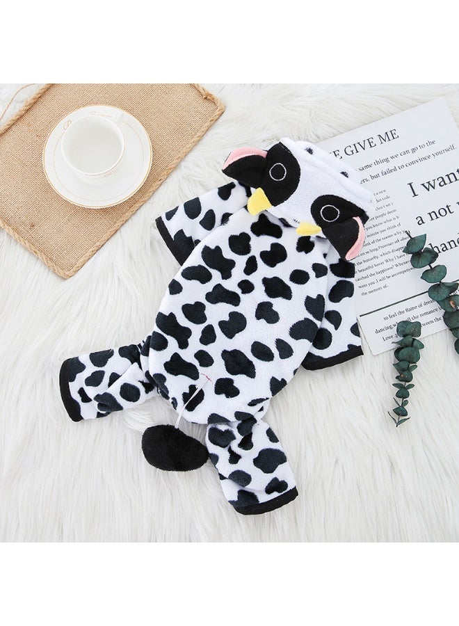 OUTAD Coral Velvet Jacket Dog Hoodie Pyjamas Keep Warm Puppy Clothes Cow Milk Costume for Pets - Image 4