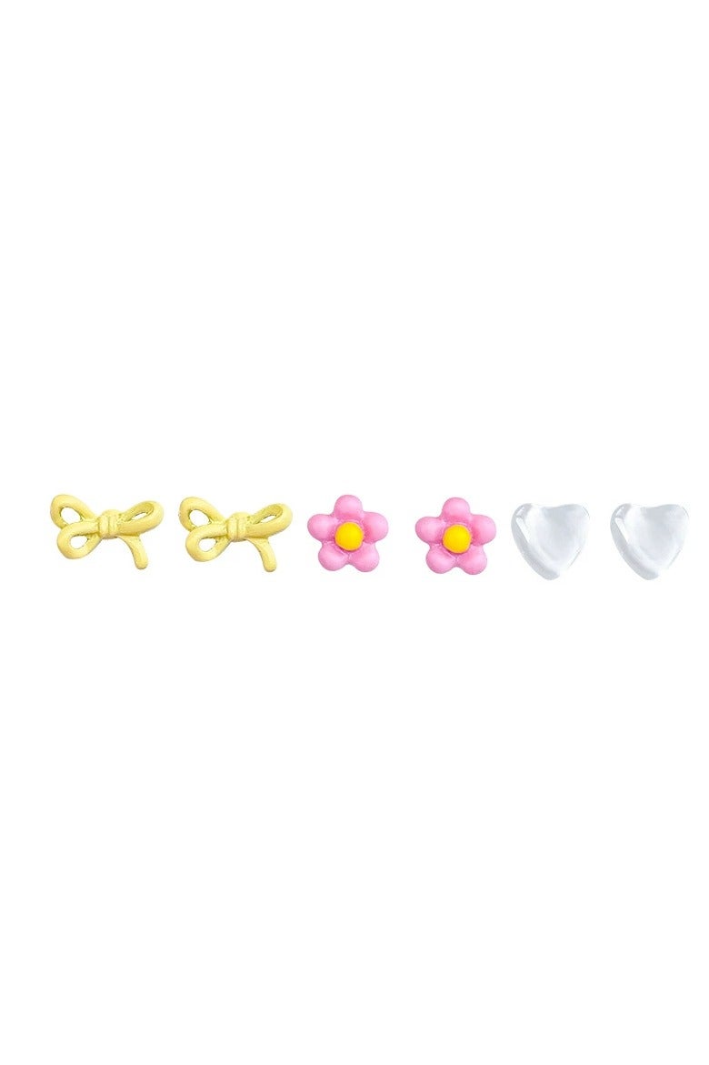 Goolsky Cute Heart & Bow Stud Earring Set – Colorful Design, S925 Silver Posts, Dainty Earrings for Girls, Kawaii Gift Pack - Image 3