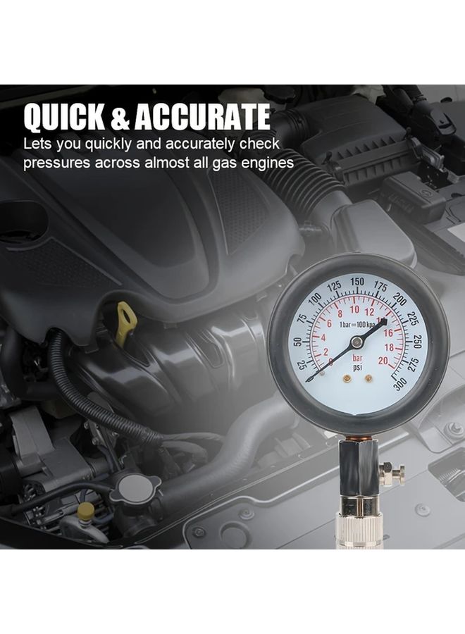 Automotive Cylinder Tester Kit Gasoline Engine Compression Meter With M10 M12 M14 M18 Adapter Pressure Gauge Auto Tools Red - Image 5