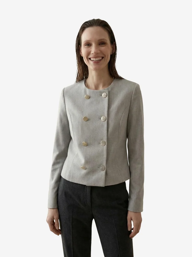 ماي فاشن MY FASHION Tailored Short Buttoned Tweed Jacket