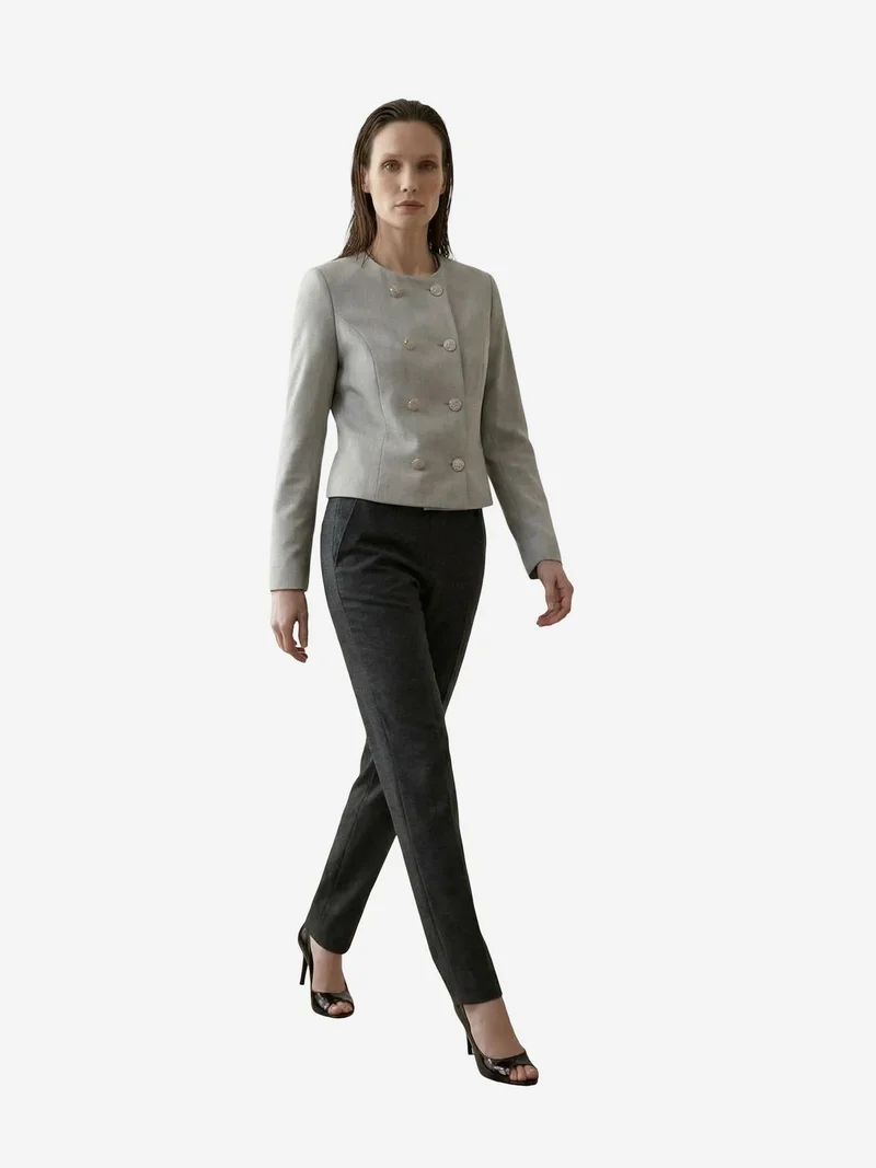 My Fashion Grey MY FASHION Tailored Short Buttoned Tweed Jacket for Women | Best Price UAE