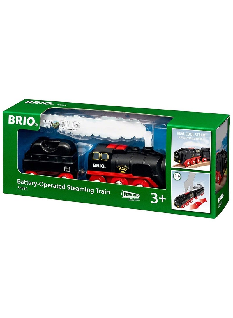 BRIO Battery-Operated Steaming Train with Cargo Wagon & Water Filler – Safe Steam Toy for Kids Age 3+ – Compatible with BRIO World Wooden Railway Sets | 33884-B - Image 1