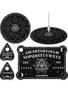 Threan Pendulum Dowsing Divination Board With Amethyst Set Metaphysical Message Ouija Board Crystal Pendulum Necklace Wooden Spirit Board Talking Board With Planchette For Wiccan Supply (Eye Style)  - Image 1