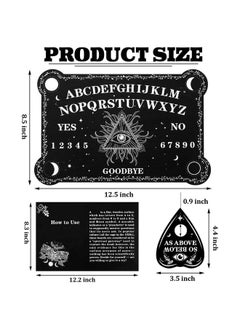 Threan Pendulum Dowsing Divination Board With Amethyst Set Metaphysical Message Ouija Board Crystal Pendulum Necklace Wooden Spirit Board Talking Board With Planchette For Wiccan Supply (Eye Style)  - Image 3