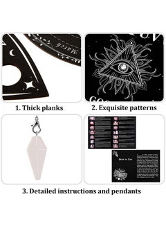 Threan Pendulum Dowsing Divination Board With Amethyst Set Metaphysical Message Ouija Board Crystal Pendulum Necklace Wooden Spirit Board Talking Board With Planchette For Wiccan Supply (Eye Style)  - Image 5