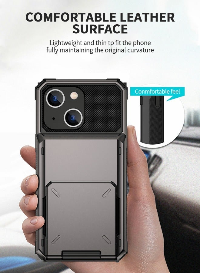 GROIC Compatible with IPhone 14 6.1 Inch Case 5G Wallet Cover 5-Card ID Slot Credit Card Flip Hidden Pocket Dual Layer Hybrid TPU Bumper Armor Protective Hard Shell Back - Image 3