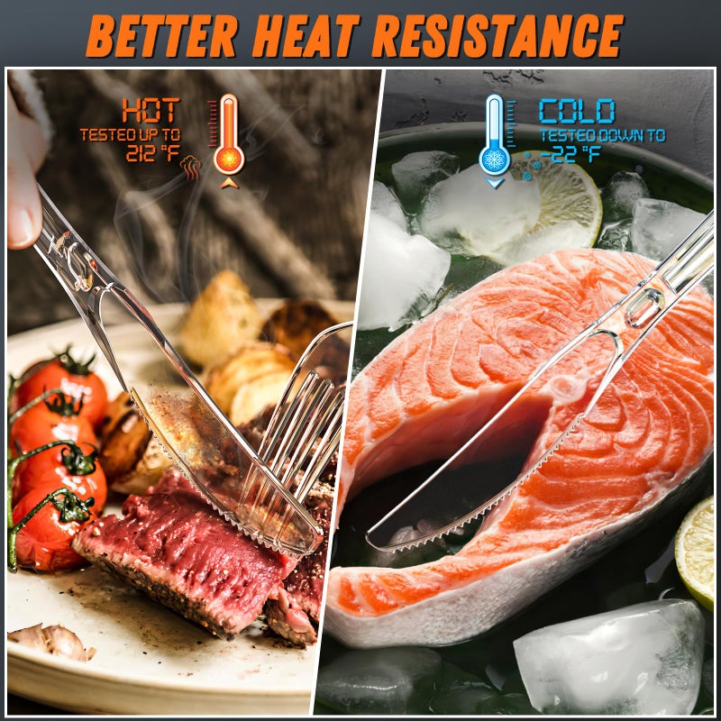 Dipoo 168pc 7.5"" Clear Plastic Knives Heavy Duty Upgraded Heat Resistant & BPA Free  Solid and Durable Plastic Cutlery  Premium Disposable Knives  for Party Supply  - Image 2