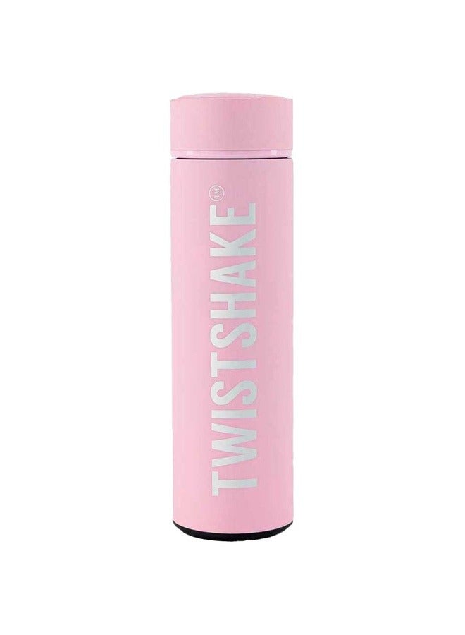 Twistshake Hot & Cold Insulated Kids Bottle 420ml Pastel Pink | Stainless Steel Vacuum Kids Bottle | Keeps Drinks Hot or Cold for Hours