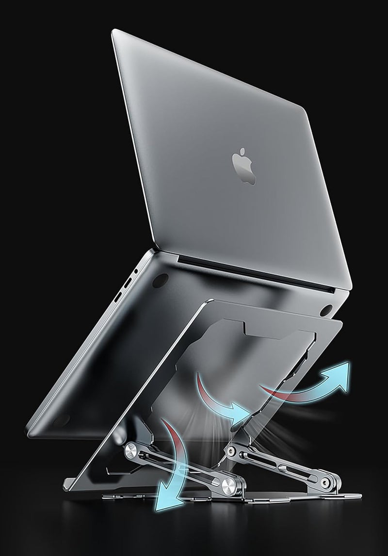 Krevia Aluminum Alloy Foldable Laptop Stand Ergonomic Design Laptop Holder with Large Hollow Cooling Universal Compatible Notebook Holder Stand for Laptop up to 173 or Tablets Phones Grey - Image 4