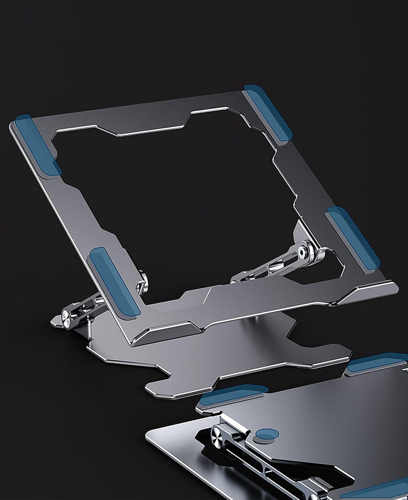 Krevia Aluminum Alloy Foldable Laptop Stand Ergonomic Design Laptop Holder with Large Hollow Cooling Universal Compatible Notebook Holder Stand for Laptop up to 173 or Tablets Phones Grey - Image 5