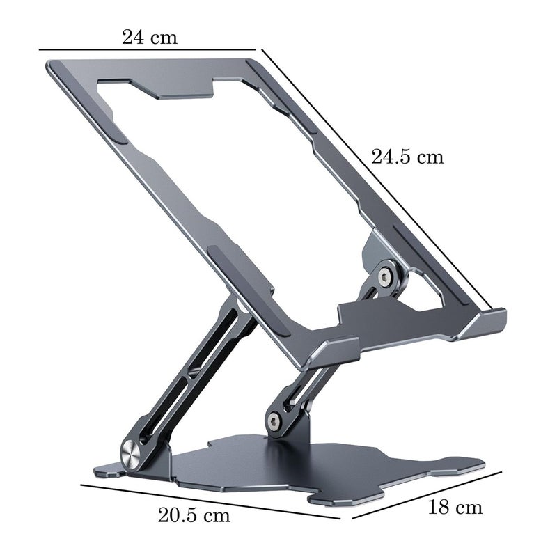 Krevia Aluminum Alloy Foldable Laptop Stand Ergonomic Design Laptop Holder with Large Hollow Cooling Universal Compatible Notebook Holder Stand for Laptop up to 173 or Tablets Phones Grey - Image 2