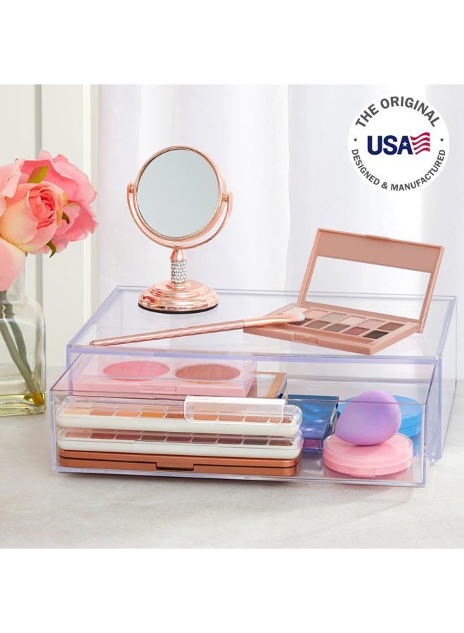 STORi Audrey Stackable Clear Plastic Organizer Drawer | 12-Inches Wide | Organize Eyeshadow Palettes, Cosmetics, and Beauty Supplies on a Vanity | Made in USA - Image 2