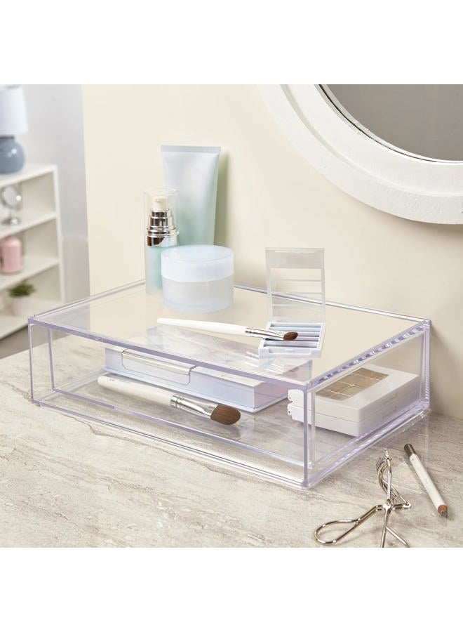 STORi Audrey Stackable Clear Plastic Organizer Drawer | 12-Inches Wide | Organize Eyeshadow Palettes, Cosmetics, and Beauty Supplies on a Vanity | Made in USA - Image 3