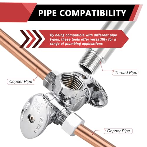 EFIELD 1/4 Turn Dual Compression Outlet Angle Stop Valve with 2 Shut Off Valve/Handles, 1/2" Fip Iron Pipe Inlet X (3/8 inch x 3/8 inch),Chrome Plated,(VALVE140) - Image 4