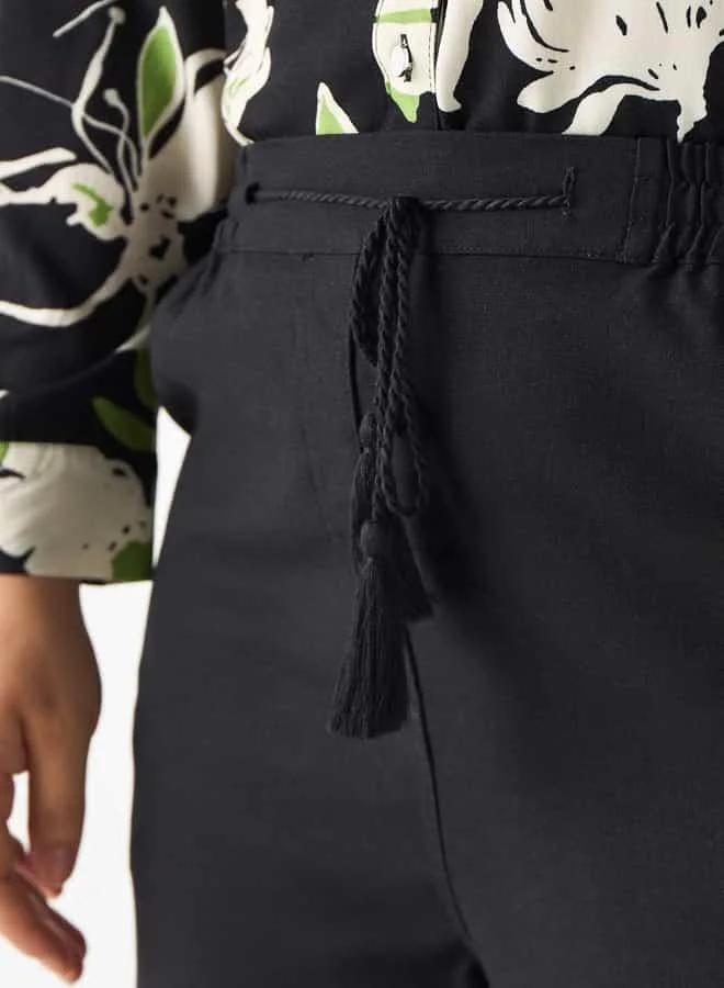 Ulla Popken Plus Size Ulla Popken Regular Fit Pants with Semi-Elasticated Waist