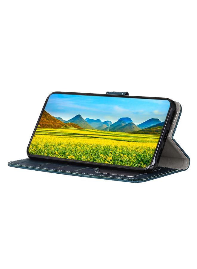 اس-توب جراب لهاتف Motorola Moto E32 4G مصنوع من الجلد المغناطيسي بتصميم جلد التمساح مع إمكانية التقليب الأفقي - Image 5