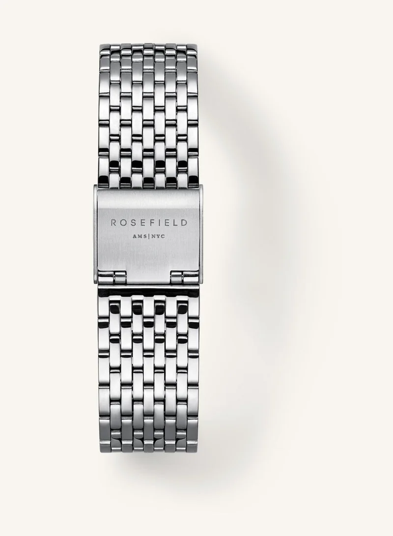 Rosefield  Women's Heirloom Rectangular Analogue Watch, White Sunray Dial, Silver Steel Bracelet for Women | Best Price UAE
