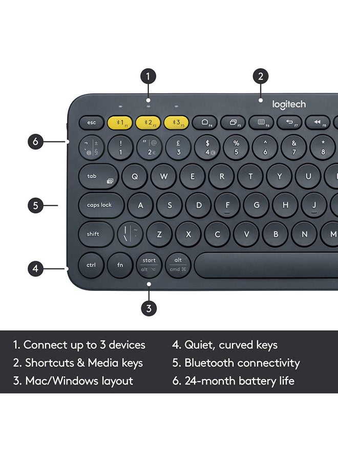 Logitech K380 Multi Device Bluetooth Keyboard Black/Yellow - Image 3