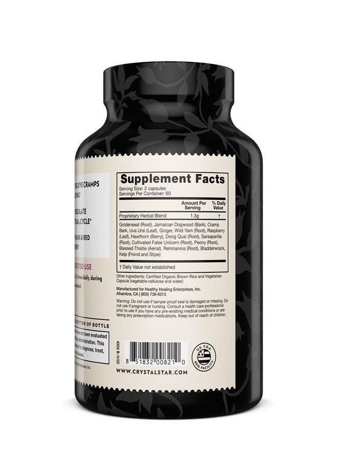 Crystal Star Women's Best Friend for Periods, 120 Capsules - Menstrual Abdominal Cramps, Bloating, & Monthly Cycle Support - Natural Female Herbal Supplement Caps - Vegetarian Vegan Non-GMO  - Image 2
