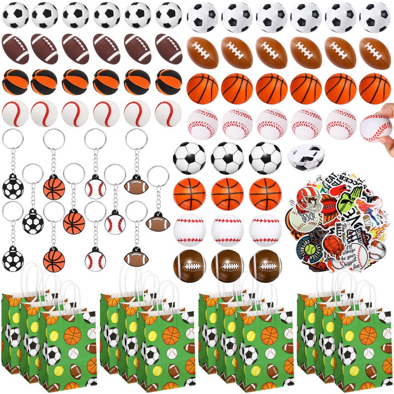 Aoriher 200 Pcs Sport Party Favors Set Sport Party Gift Bag Fillers Foam Sports Balls Keychains Sticker Eraser Pull Back Cars for Baseball Basketball Football Soccer Birthday GiftSports Balls - Image 3