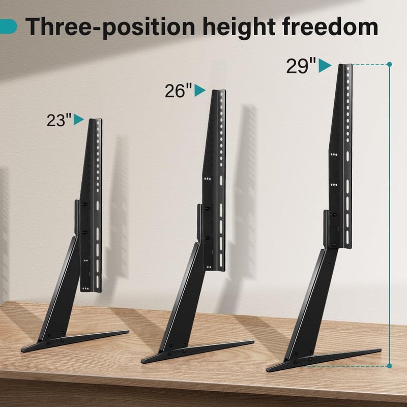 BFTOU Black Universal TV Stand Tabletop for 27 to 65 inch LCD Flat Screen TV,Max VESA 800 x 400mm, Height Adjustable TV Base Holds up to 88lbs - Image 3