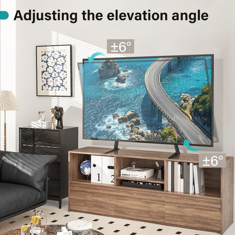 BFTOU Black Universal TV Stand Tabletop for 27 to 65 inch LCD Flat Screen TV,Max VESA 800 x 400mm, Height Adjustable TV Base Holds up to 88lbs - Image 5