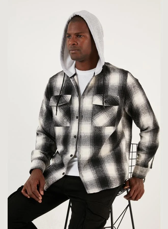 Buratti Buratti Plaid Double Pocket Hooded Lumberjack Shirt Men's SHIRT CF22W2650