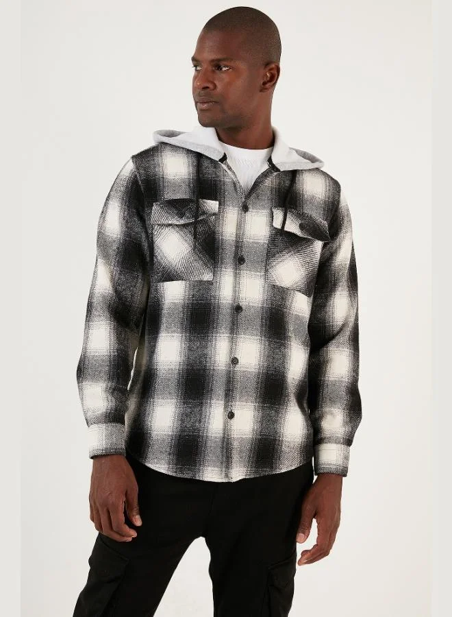 Buratti Buratti Plaid Double Pocket Hooded Lumberjack Shirt Men's SHIRT CF22W2650