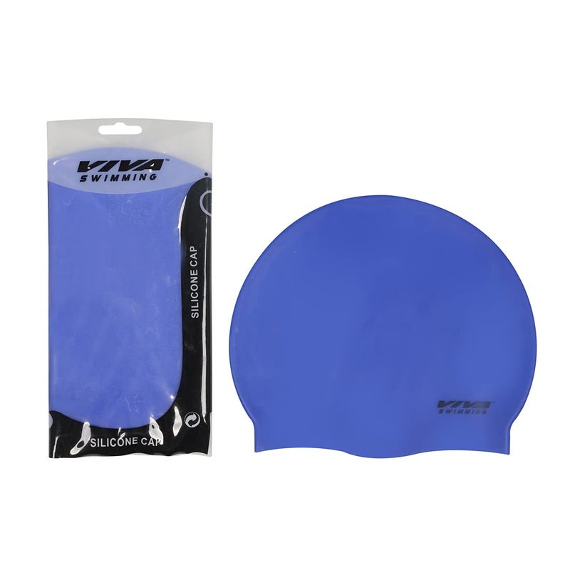 Viva Unisex Silicone Swimming Cap with Zip Pouch (Blue) - Image 3