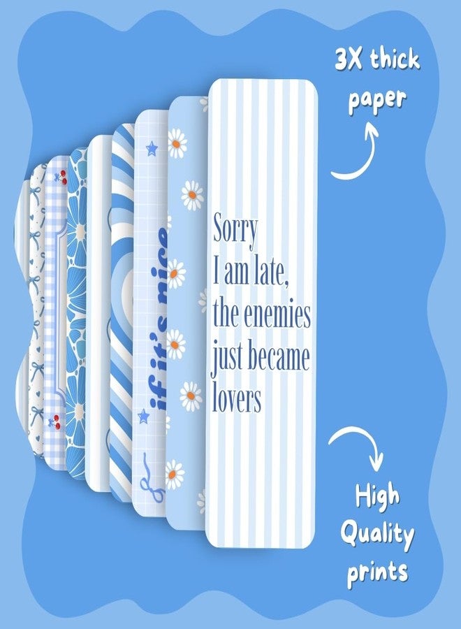 Funk You Store Bookmarks (Set of 15) Pinteresty Designs Bookmarks for Books, Gifting | Matte Laminated, Double-Sided Prints (6 x 2 inches) Quotes for Book Lovers, Novel, Library (Blue Aesthetic) - Image 4
