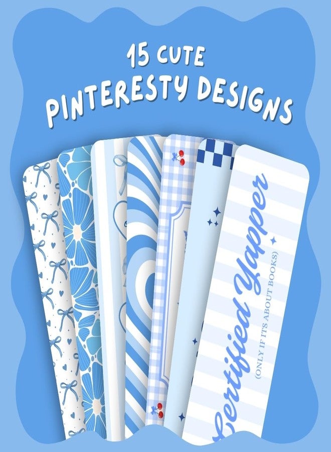 Funk You Store Bookmarks (Set of 15) Pinteresty Designs Bookmarks for Books, Gifting | Matte Laminated, Double-Sided Prints (6 x 2 inches) Quotes for Book Lovers, Novel, Library (Blue Aesthetic) - Image 2