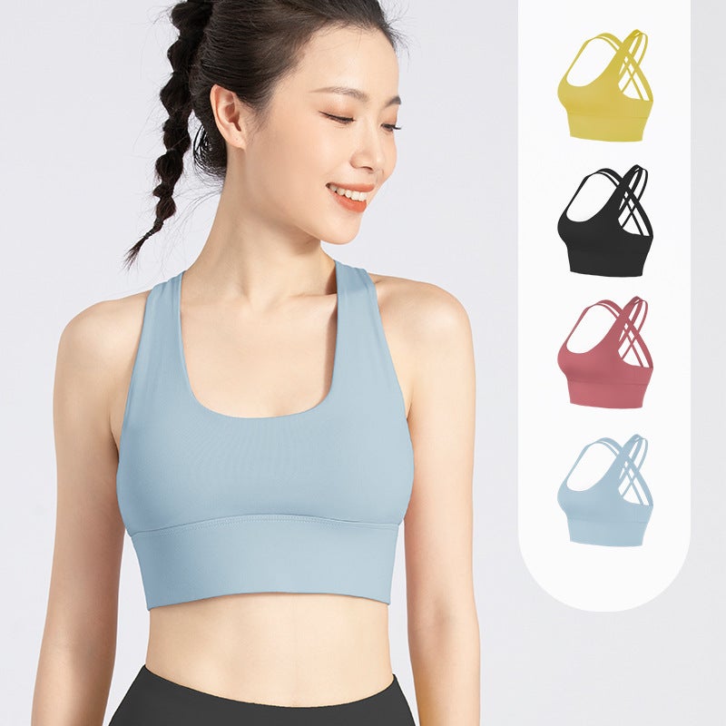 High-End Nylon Shock-Proof High-Intensity Sports Bra Summer Running Fitness Back Top Yoga Bra For Women - Image 3